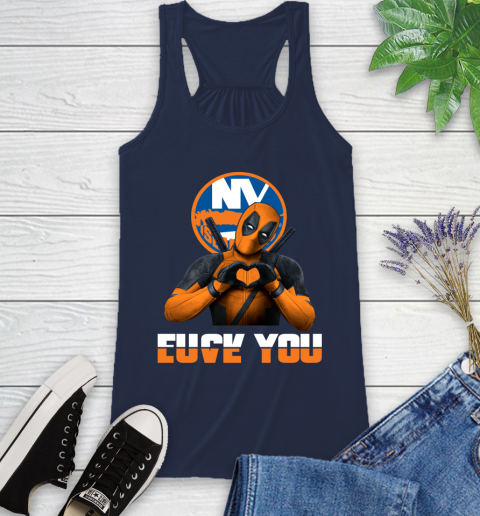 NHL New York Islanders Deadpool Love You Fuck You Hockey Sports Racerback Tank 9