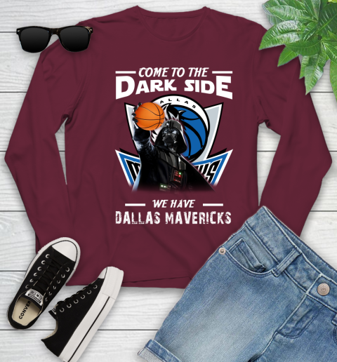 NBA Come To The Dark Side We Have Dallas Mavericks Star Wars Darth Vader Basketball Youth Long Sleeve 6