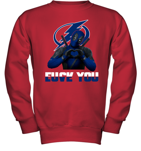 NHL Tampa Bay Lightning Deadpool Love You Fuck You Hockey Sports 4HR3wZ3j4mI youth sweatshirt 47 95 151514 front red