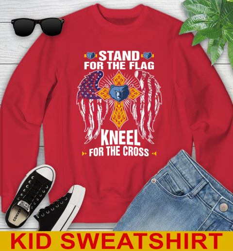 NBA Basketball Memphis Grizzlies Stand For Flag Kneel For The Cross Shirt Youth Sweatshirt 7