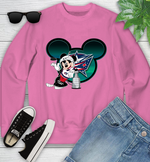 NHL Columbus Blue Jackets Stanley Cup Mickey Mouse Disney Hockey T Shirt Youth Sweatshirt 7