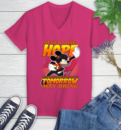 Tampa Bay Buccaneers NFL Football Mickey Disney Never Lose Hope Women's V-Neck T-Shirt 9