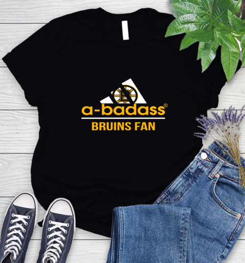 NHL A Badass Boston Bruins Fan Adidas Hockey Sports Women's T-Shirt