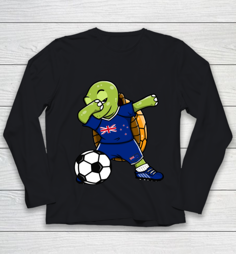 Dabbing Turtle New Zealand Soccer Fans Jersey Flag Football Youth Long Sleeve