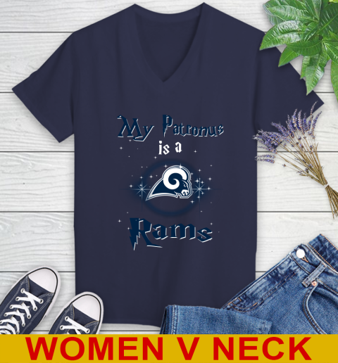 NFL Football Harry Potter My Patronus Is A Los Angeles Rams Women's V-Neck T-Shirt 12