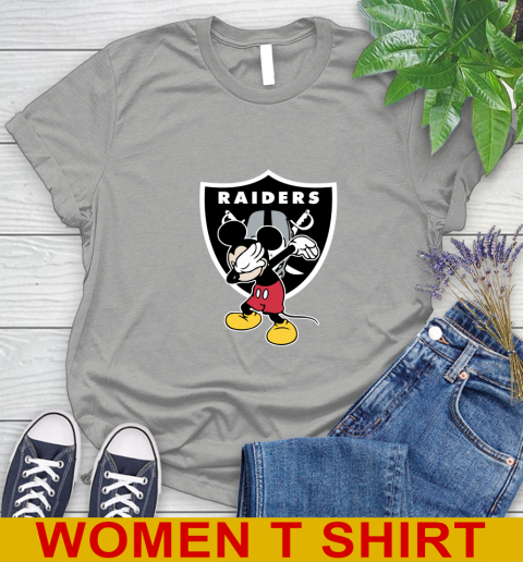 Oakland Raiders NFL Football Dabbing Mickey Disney Sports Women's T-Shirt 11
