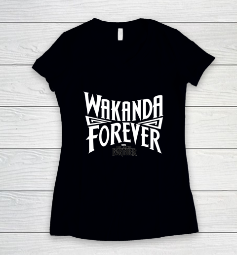 Marvel Black Panther Wakanda Forever Inward Text Women's V-Neck T-Shirt