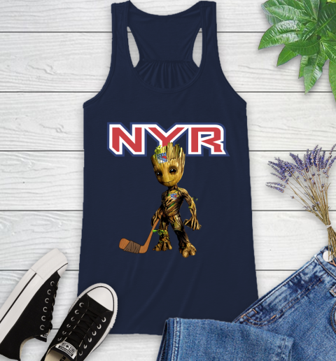 New York Rangers NHL Hockey Groot Marvel Guardians Of The Galaxy Racerback Tank 12