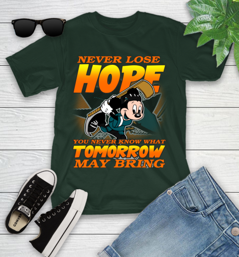 San Jose Sharks NHL Hockey ootball Mickey Disney Never Lose Hope Youth T-Shirt 5