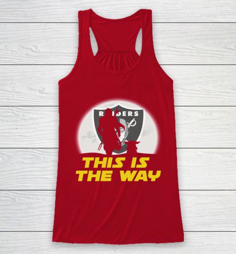 Oakland Raiders NFL Football Star Wars Yoda And Mandalorian This Is The Way Racerback Tank 4