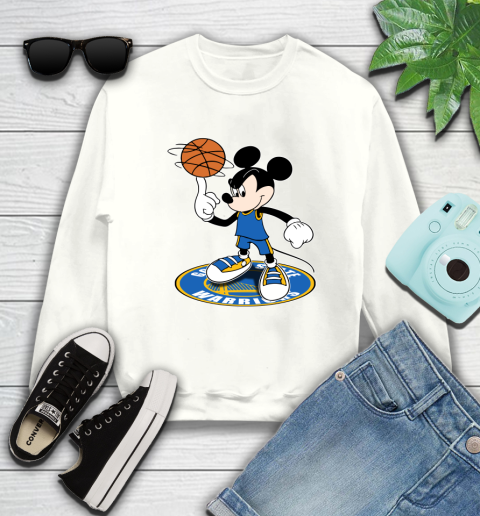 NBA Basketball Golden State Warriors Cheerful Mickey Disney Shirt Sweatshirt 2