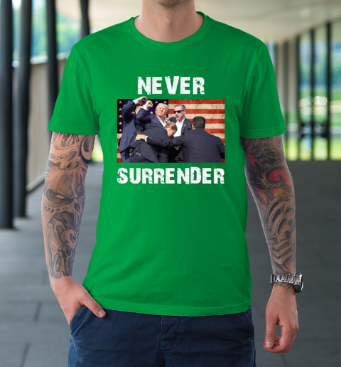 Trump Shooting Shirt Old Row Trump Nerver Surrender T-Shirt 5