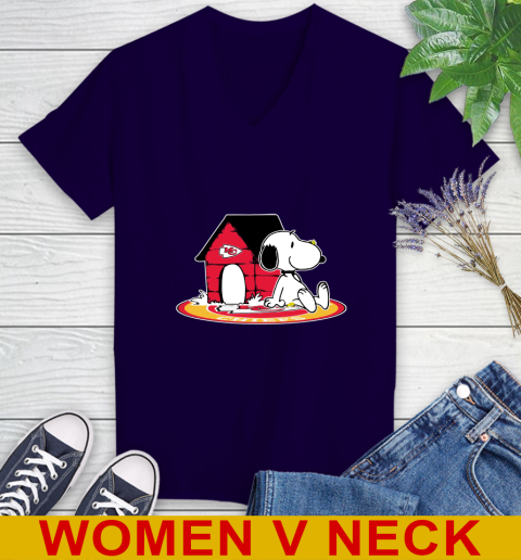 NFL Football Kansas City Chiefs Snoopy The Peanuts Movie Shirt Women's V-Neck T-Shirt 4