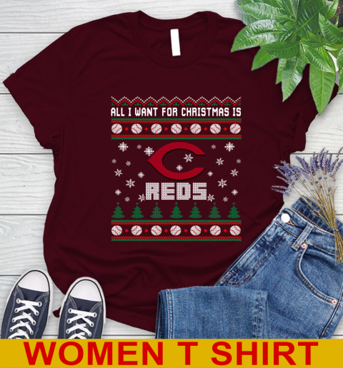 MLB All I Want For Christmas Is Cincinnati Reds Baseball Sports 90