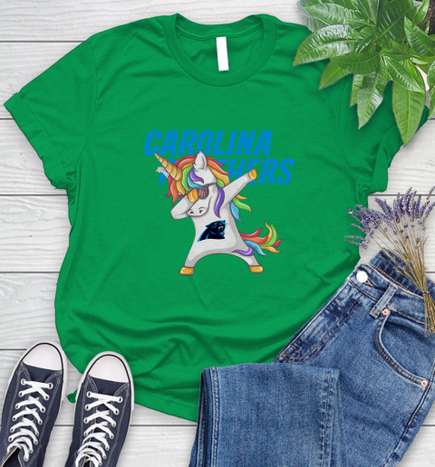 Carolina Panthers NFL Football Funny Unicorn Dabbing Sports Women's T-Shirt 6