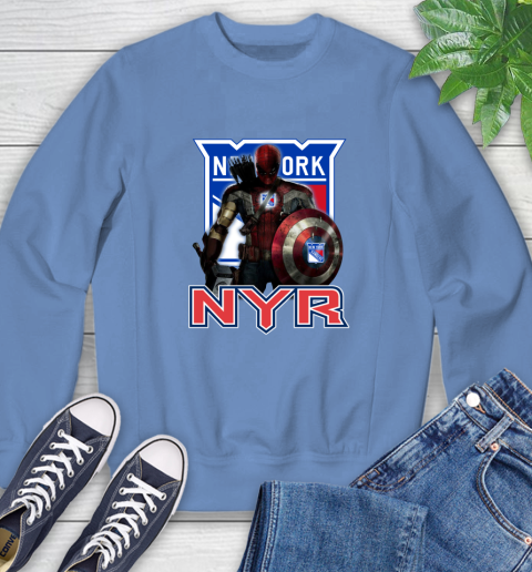 NHL Captain America Thor Spider Man Hawkeye Avengers Endgame Hockey New York Rangers Sweatshirt 11