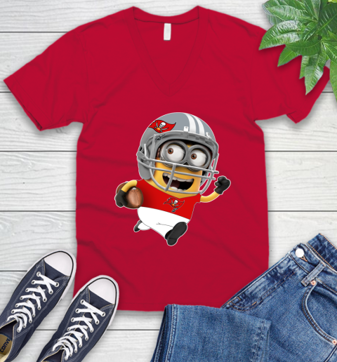 NFL Tampa Bay Buccaneers Minions Disney Football Sports V-Neck T-Shirt 8