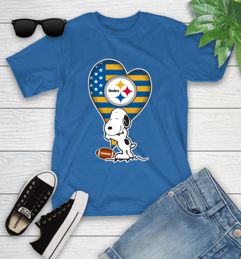 Pittsburgh Steelers NFL Football The Peanuts Movie Adorable Snoopy Youth T-Shirt 9