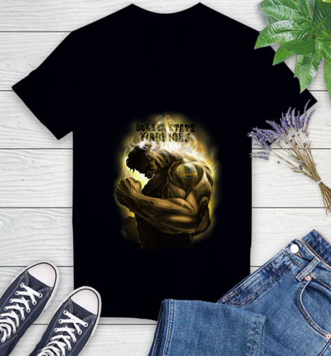 Golden State Warriors NBA Basketball Hulk Marvel Avengers Sports Women's V-Neck T-Shirt