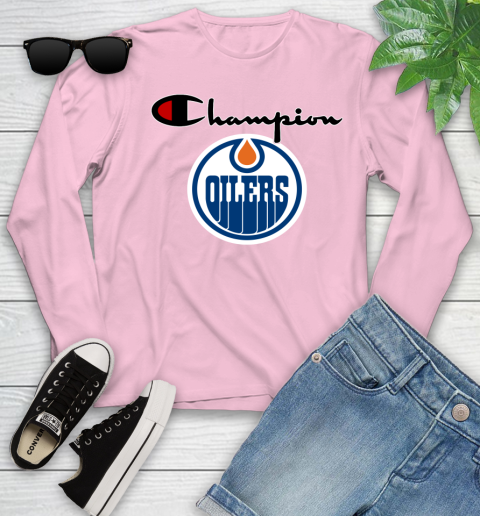 NHL Hockey Edmonton Oilers Champion Shirt Youth Long Sleeve 8