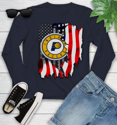 Indiana Pacers NBA Basketball American Flag Youth Long Sleeve - Image 3