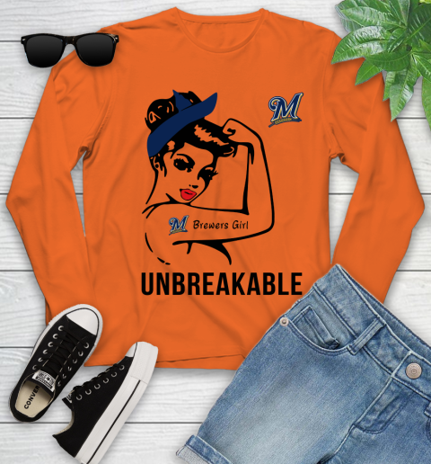 MLB Milwaukee Brewers Girl Unbreakable Baseball Sports Youth Long Sleeve 3 MLB Milwaukee Brewers Girl Unbreakable Baseball Sports Youth Long Sleeve - Image 3
