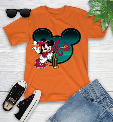 MLB Atlanta Braves The Commissioner's Trophy Mickey Mouse Disney Youth T-Shirt 7