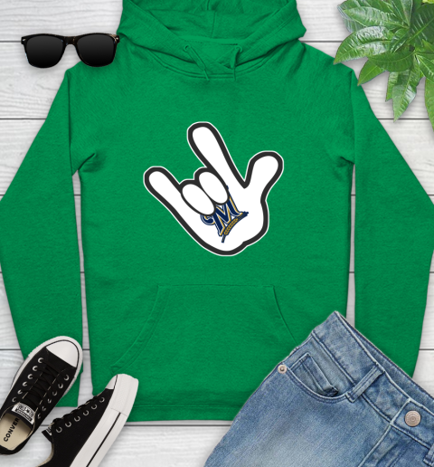 Milwaukee Brewers MLB Baseball Mickey Rock Hand Disney Youth Hoodie 8 Milwaukee Brewers MLB Baseball Mickey Rock Hand Disney Youth Hoodie - Image 8