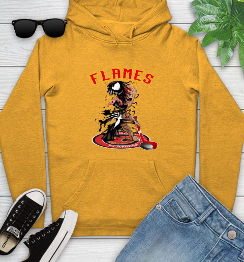 NHL Calgary Flames Hockey Venom Groot Guardians Of The Galaxy Youth Hoodie 3