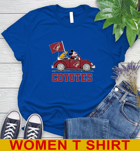 NHL Hockey Arizona Coyotes Pluto Mickey Driving Disney Shirt Women's T-Shirt 9