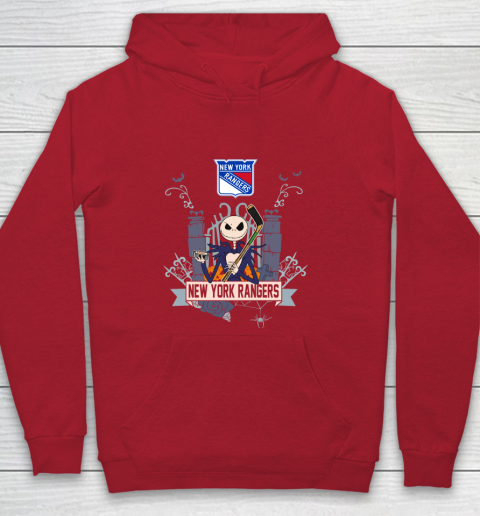 NHL New York Rangers Hockey Jack Skellington Halloween Youth Hoodie 7