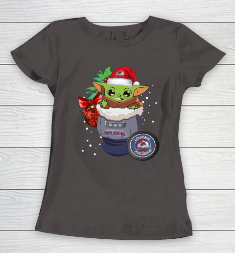 Colorado Avalanche Christmas Baby Yoda Star Wars Funny Happy NHL Women's T-Shirt 8