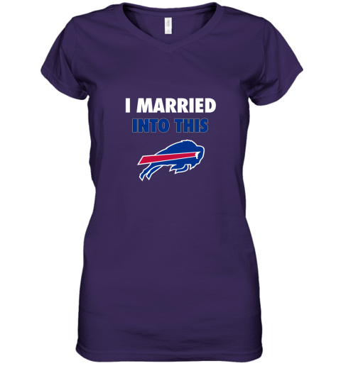 unuf i married into this buffalo bills women v neck t shirt 39 front purple