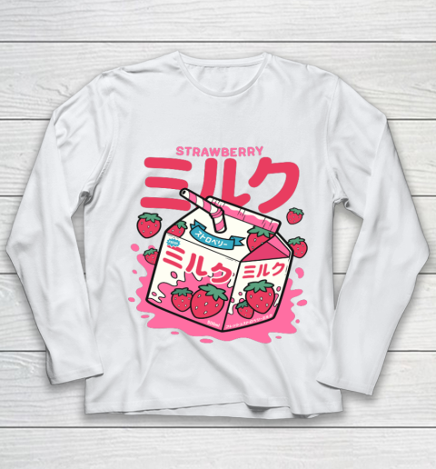 Japanese Strawberry Milk Straw  Kawaii Cute Youth Long Sleeve