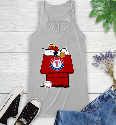 MLB Texas Rangers Snoopy Woodstock The Peanuts Movie Baseball T Shirt Racerback Tank