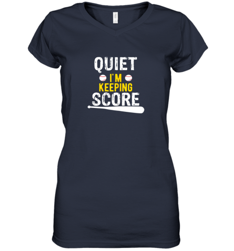 tmk4 quiet i39 m keeping score scorekeeper funny baseball women v neck t shirt 39 front navy
