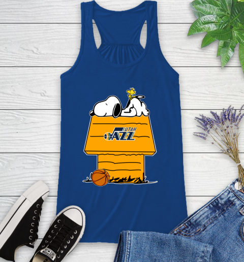 Utah Jazz NBA Basketball Snoopy Woodstock The Peanuts Movie Racerback Tank 9