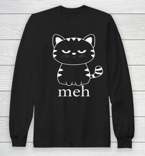 MEH CAT Shirt Funny Sarcastic Gift for Cat Lovers Halloween Long Sleeve T-Shirt