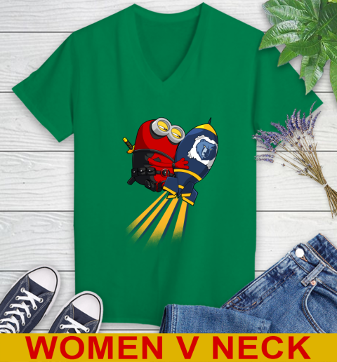 NBA Basketball Memphis Grizzlies Deadpool Minion Marvel Shirt Women's V-Neck T-Shirt 5