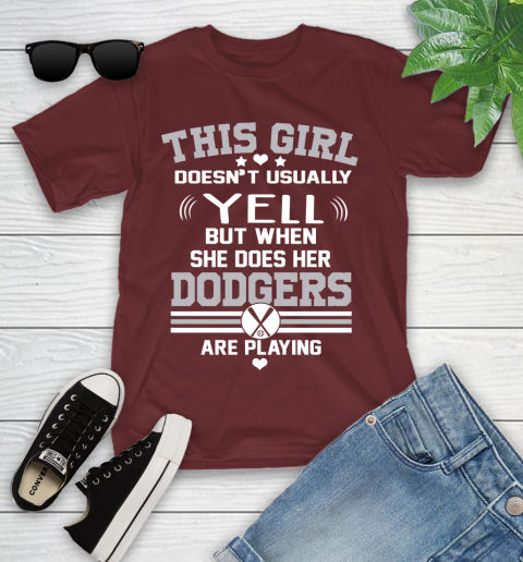 Los Angeles Dodgers MLB Baseball I Yell When My Team Is Playing Youth T-Shirt 14
