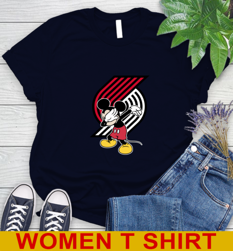 Portland Trail Blazers NBA Basketball Dabbing Mickey Disney Sports Women's T-Shirt 3