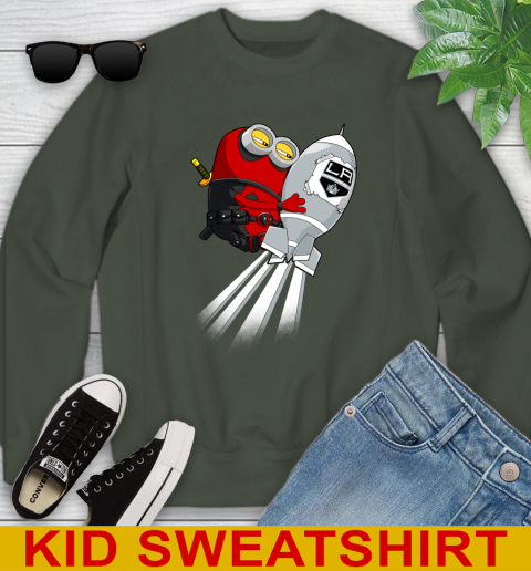 NHL Hockey Los Angeles Kings Deadpool Minion Marvel Shirt Youth Sweatshirt 8