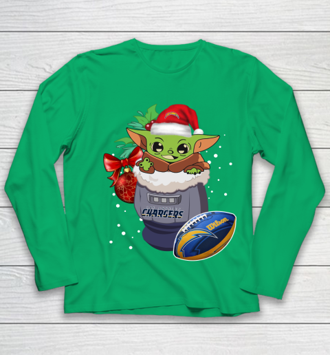 Los Angeles Chargers Christmas Baby Yoda Star Wars Funny Happy NFL Youth Long Sleeve 6
