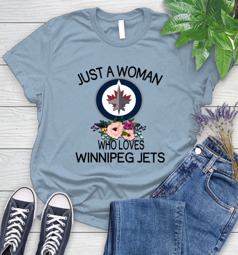 NHL Just A Woman Who Loves Winnipeg Jets Hockey Sports Women's T-Shirt 6