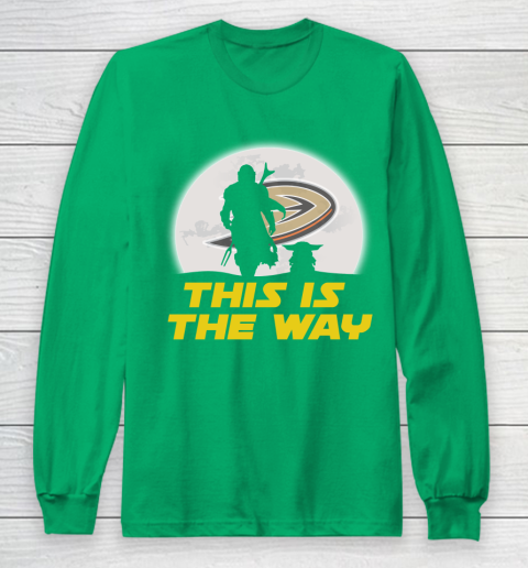 Anaheim Ducks NHL Ice Hockey Star Wars Yoda And Mandalorian This Is The Way Long Sleeve T-Shirt 4