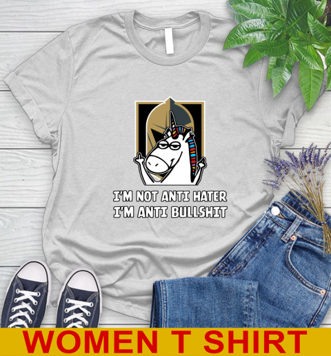 Vegas Golden Knights NHL Hockey Unicorn I'm Not Anti Hater I'm Anti Bullshit Women's T-Shirt