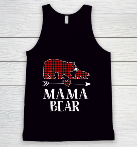 Mama Bear Christmas Pajama Red Plaid Buffalo Family Gift Tank Top