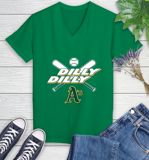 MLB Oakland Athletics Dilly Dilly Baseball Sports Women's V-Neck T-Shirt 5