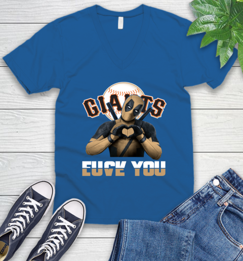 MLB San Francisco Giants Deadpool Love You Fuck You Baseball Sports V-Neck T-Shirt 5