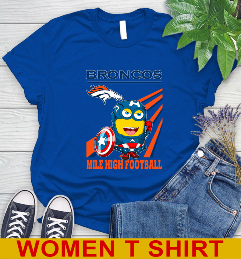 NFL Football Denver Broncos Captain America Marvel Avengers Minion Shirt Women's T-Shirt 10